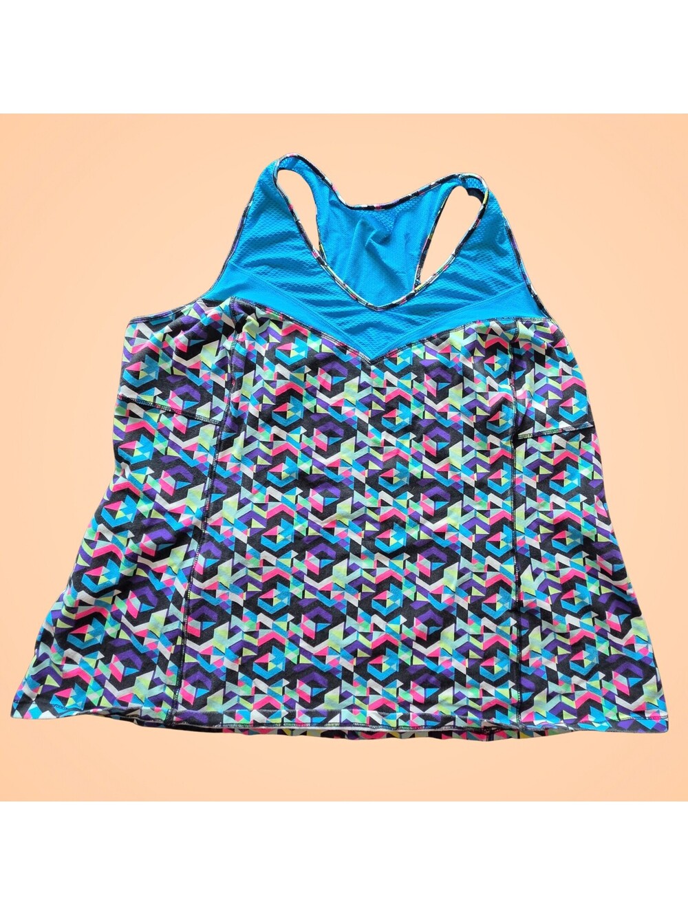 LIVI Active Lane Bryant Womens 26/28 Geometric Racerback Workout Tank Top